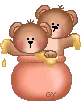 Bear Playing In Honey Jar With Friend