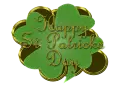 Gold Happy St Patricks Day Shamrock and  Gold Coins Glittered