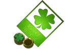 Irish Shamrock Card Clover Gold Coins 