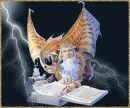 wizard and dragon with spellbook ani