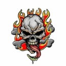 Skull putting on his tongue