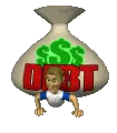 in debt