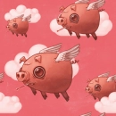Flying pig tile