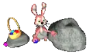 easter bunny hiding eggs