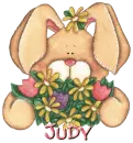 Easter Bunny With Flowers - Judy