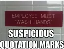 Suspicious Quotation marks on Bathroom
