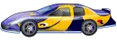 yellow and blue car