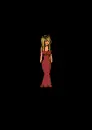 formal brown hair red dress