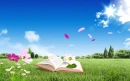 clouds, daisies