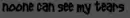 None can see my tears