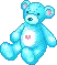 kawaii blue heart teddy bear