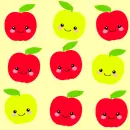kawaii apples background yellow