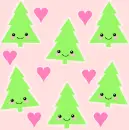 Kawaii trees and hearts background