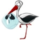 stork, baby is coming bocian z dzieckiem