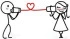 Stick figure telephone love