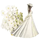 Woman stands of flowers