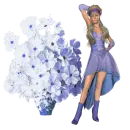Woman stands of flowers