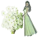 Woman stands of flowers