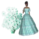 Woman stands of flowers