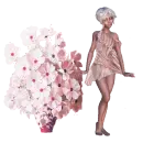 Woman stands of flowers