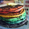 textless rainbow pancakes