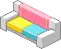 Pink Blue Yellow Sofa