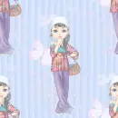 kawaii blue girl background