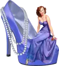 Woman sits on shoe