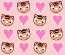 kawaii tigers and hearts pink background