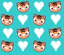 kawaii tigers and hearts blue background