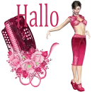 Woman is standing on the accordion