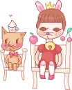 bunny girl&cat