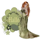 Woman stands on the label