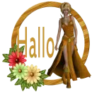 Woman stands in the flower wreath