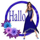 Woman stands in the flower wreath