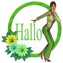 Woman stands in the flower wreath