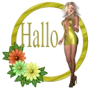 Woman stands in the flower wreath
