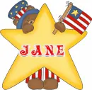 Cute patriotic bear with star - Jane