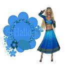 Woman stands on the label