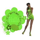 Woman stands on the label