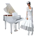 Woman stands on the piano