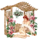 Woman sits on the swing