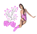 Woman is sitting on flower