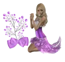 Woman kneels on flower