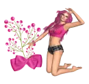 Woman kneels on flower