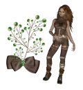 Woman stands to flower