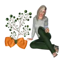 Woman is sitting on flower