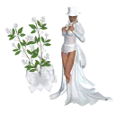 Woman stands to flower