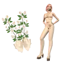 Woman stands to flower