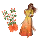 Woman stands to flower